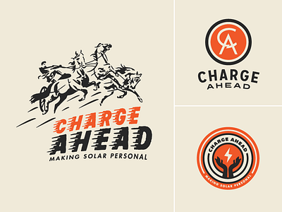 Charge Ahead Brand Identity Concepts bolt brand identity charge ahead growcase horses lightning logo logotype monogram portable solar devices solar power