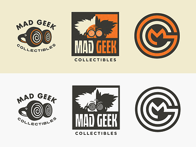 Mad Geek Collectibles - Concept Drafts back to the future brand identity flux capacitor goggles growcase logo logo design logotype mad geek collectibles mad scientist mgc monogram universal studios