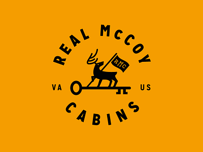 Real McCoy Cabins - Scrapped Brand Identity Draft buck cabins deer flag forefathers growcase identity key logo logomark real mccoy family rmc