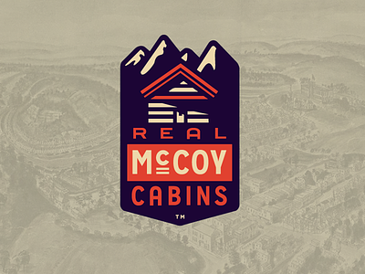 Real Mccoy Cabins Emblem badge emblem forefathers growcase identity logo logomark logotype pocahontas real mccoy cabins virginia