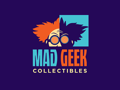 Mad Geek Collectibles - Final Brand Identity 1980s pop culture back to the future brand identity goggles growcase logo logotype mad geek collectibles mad scientist mini flux capacitor universal pictures