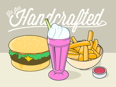 Go for Handcrafted ad burger fast food french fries fries growcase hamburger handcrafted meal premade soda template