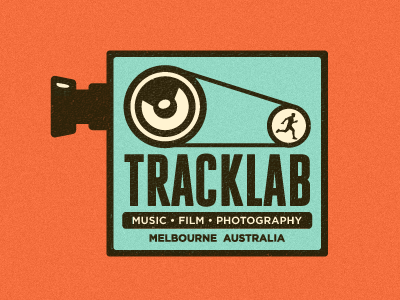 Tracklab Logo Exploration 2 australia camera film growcase hamster wheel lens logo logo design logo designer melbourne music music studio photography projector retro running speaker tracklab