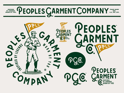 Peoples Garment Company - Branding brand identity custom typography type wordmark forefathers growcase logo logomark logotype peoples garment company responsive branding vintage sports apparel