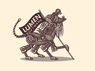 Lumen Software branding flag forefathers growcase logo logomark lumen software steampunk lion