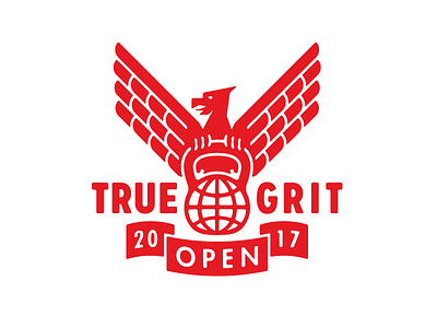 True Grit Open 2017 brand identity eagle fitness growcase gym kettle bell logo logotype training true grit kettlebell weightlifting workout