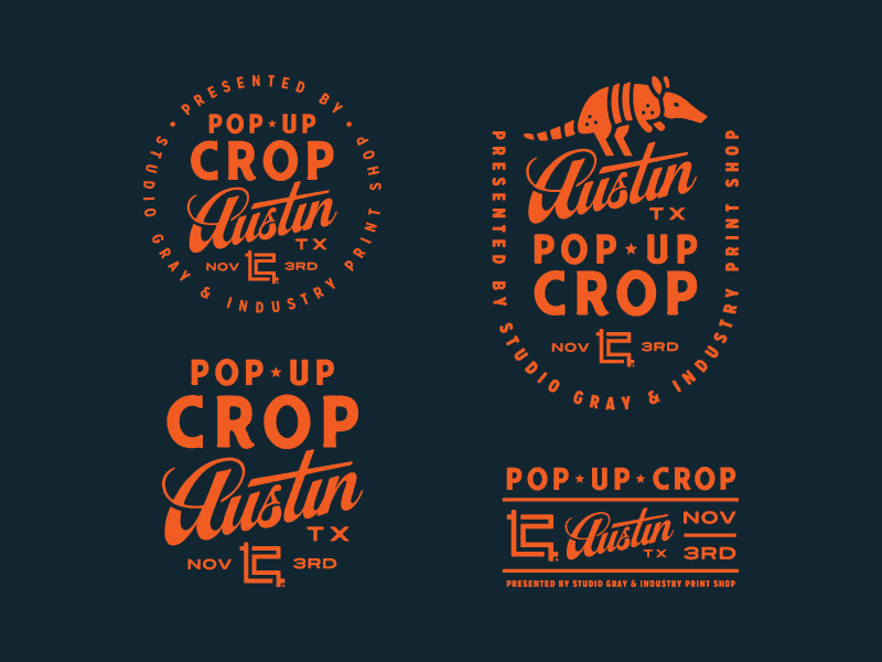 Pop Up Crop - Brand Identity System austin brand identity branding conference industry print shop logo logotype pop up crop popupcrop studio gray texas