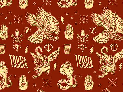 Toothgrinder Pattern album cover branding eagle mutant wolf snake skull forefathers growcase lion logo logomark toothgrinder typography vinyl