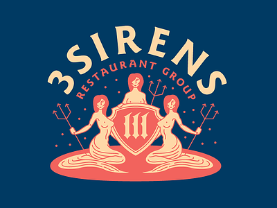 3 Sirens Restaurant Group - Branding 3 sirens brand identity branding forefather growcase logo logo design logomark logotype trident tulsa oklahoma