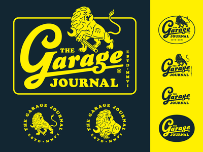 The Garage Journal brand identity branding garage shop growcase lion logo design logotype mechanics script custom typography the garage journal tools wrench