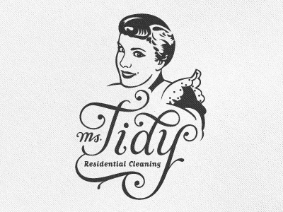 Ms. Tidy Logo branding cleaning cleaning company collaboration custom script face growcase identity illustration logo logo design logotype matrix retro script simon ålander vintage