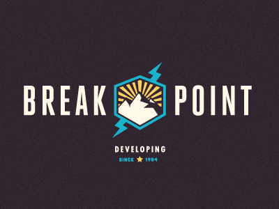 Breakpoint Logo cubano heroic condensed growcase logo logotype identity branding logo design logo designer breakpoint break point development mountain lightning futura mountain top mountain range