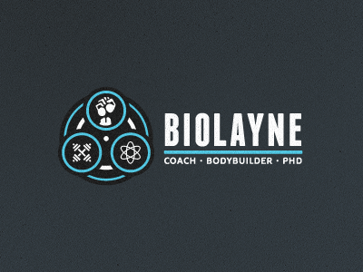 BioLayne Logo growcase logo logotype identity branding logo design logo designer body builder biolayne layne norton coach emblem trifecta dumbbells dumbbell atom fist franchise