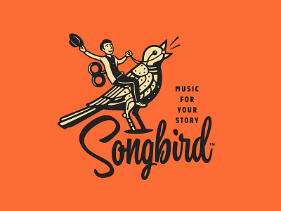 Songbird art deco art deco script brand identity branding forefathers growcase logo design logomark mechanical bird music songbird typography