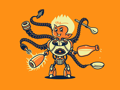 Cockpit Controlled Cereal Robot bazooka cereal cockpit controlled machine construct corn designer resources elf growcase illustration mascot raygun retro supply co robot tentacles textures toy inside toys transformer vintage