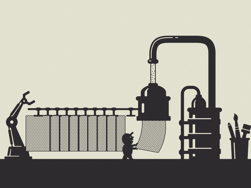 Retro Supply Co. - Footer Mural 1/3 factory designer resources workshop halftones custom fonts loading truck illustration website workers mural footer retro supply co
