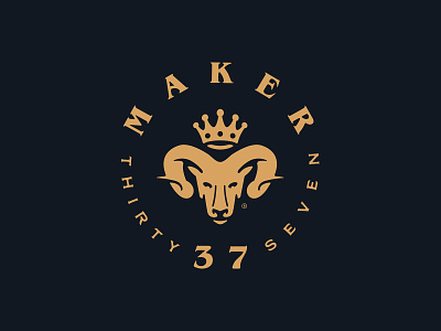 Maker 37 adze animal brand identity branding crown emblem forefathers group growcase logo logo design logomark logotype maker 37 ram rams head sundry woodcraft