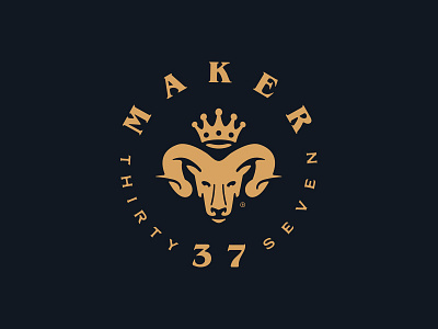 Maker 37 adze animal brand identity branding crown emblem forefathers group growcase logo logo design logomark logotype maker 37 ram rams head sundry woodcraft