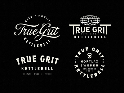 True Grit Kettlebell - Merch badge branding emblem fitness growcase gym logo logotype merch merchandise nutrition script sport sports sweden true grit kettlebell typography