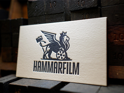 Hammarfilm - Letterpressed Business Cards brand identity branding business cards crane lettra film tv graphic design growcase hammer letterpress lion logo logo designer logotype sledgehammer