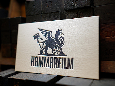 Hammarfilm - Letterpressed Business Cards brand identity branding business cards crane lettra film tv graphic design growcase hammer letterpress lion logo logo designer logotype sledgehammer