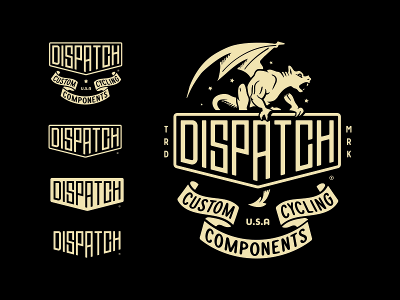 Dispatch bicycle bicycles brand identity branding custom lettering cycling dispatch cycling components emblem forefathers gargoyle grid growcase logo logodesign logodesigner logotype plaque succubus
