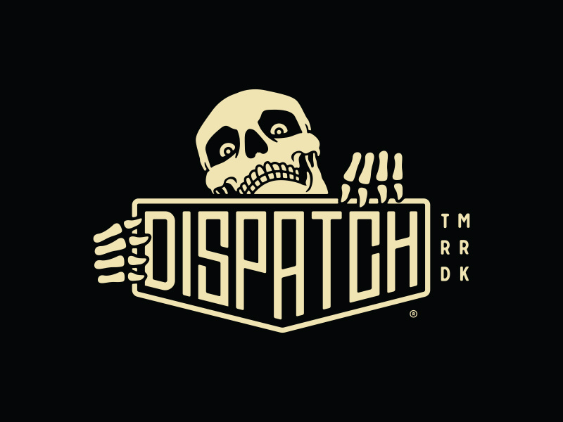 Dispatch Skellie Plaque skeleton skull brand identity branding bicycle grid dispatch cycling components custom lettering logotype emblem plaque bicycles cycling logodesigner logodesign logo forefathers growcase