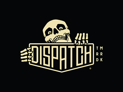 Dispatch Skellie Plaque bicycle bicycles brand identity branding custom lettering cycling dispatch cycling components emblem forefathers grid growcase logo logodesign logodesigner logotype plaque skeleton skull