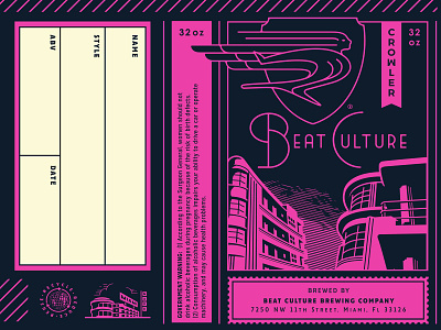 Beat Culture Brewing Co. - Crowler Design beat culture brewing company beatnik brew brewery can craft beer crowler globe growcase icon miami florida recycle recycling reduce reuse