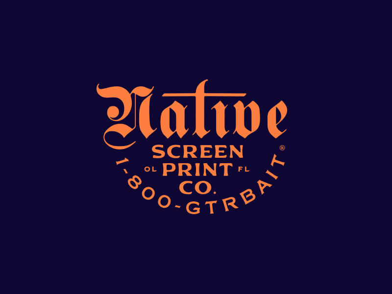 Native Screen Print Co. branding growcase katie kickass logo logotype merch native screen print co orlando florida overprint screenprint screenprinting tim styles typography