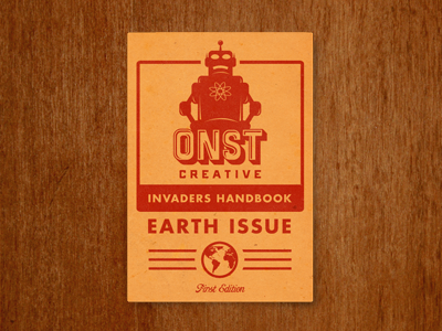 ONST Creative - Invaders Handbook earth issue growcase invader invaders limited edition logo logo design logo designer mockup notebook onst onst creative planet robot robots