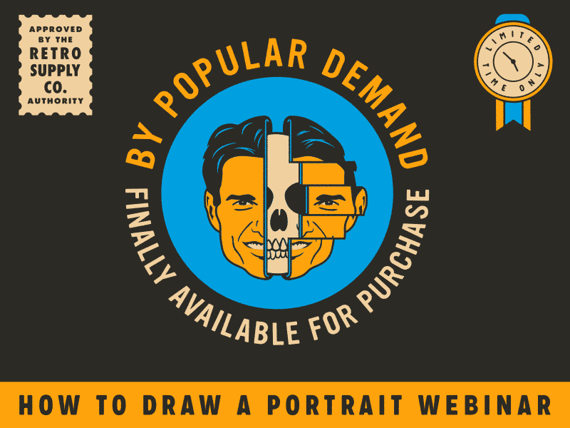 How To Draw A Vector Portrait - Now Available for Purchase vector art illustration portrait live qa tutorial retro supply co webinar vector masterclass