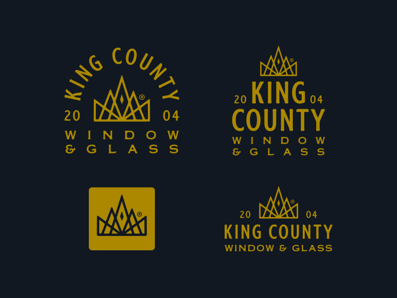 King County Window & Glass brand identity branding crown growcase king county window glass logo design designer logomark logotype mark responsive branding the forefathers group typography
