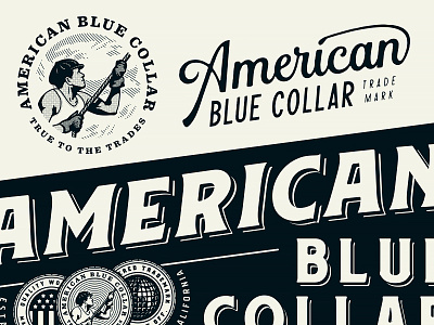 American Blue Collar - Brand Assets 3/3 american blue collar brand identity branding carpenter carpenters contractor contractors electrician electricians entrepreneurs growcase hammer logo design logotype mechanic mechanics merch merchandise working class workwear