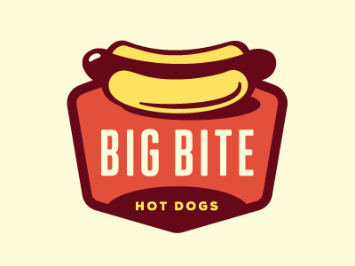 Big Bite Hot Dogs Logo - Revised Final branding cart container fast food growcase hot dog hot dog cart hot dog stand hot dogs identity logo logo design logo designer meat sausage shape wiener