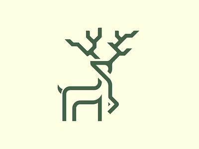Line Deer design draw illustration logo