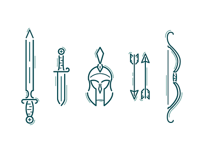 Greek Weapons design draw icon icon set icons illustration logo design
