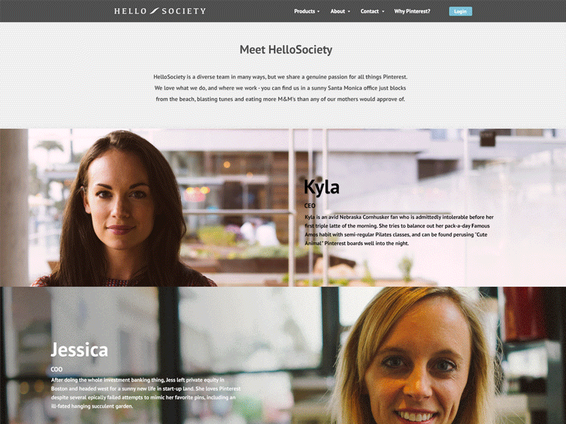Hello Society V2 - Team Page [GIF] animated gif animation gif photography rx1 team page web design website
