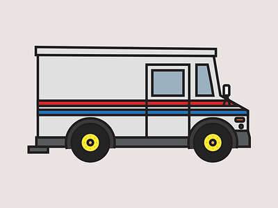 Mail Truck delivery truck driving illustration kids art mail truck usps