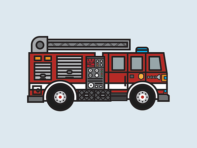 Fire Truck driving fire truck firefighters illustration kids art