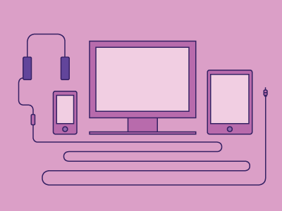 Desktop Gadgets design flat icons illustration illustrations line art monochrome purple