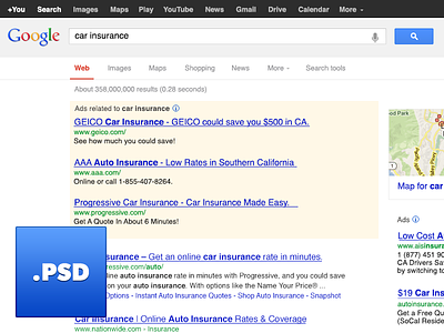 Google Search Engine Results Page PSD