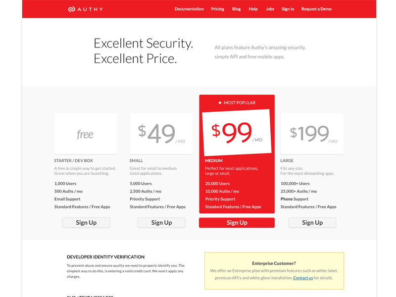 Authy Pricing Page Redesign [GIF] animation authy clean gif modern red redesign web web design website