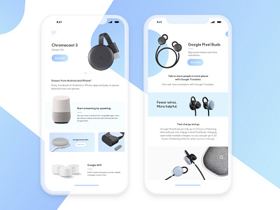 Google products showcase app UI app blue design flat design minimal mobile tech design ui