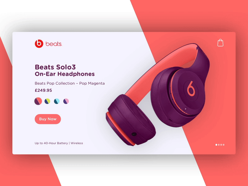 Beats Headphones Showcase UI design flat design headphones illustration interaction design minimal ui