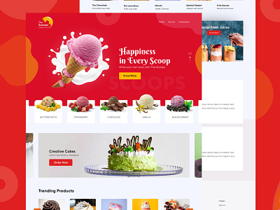 The Scoop Stories Landing Page UI cakes ice cream icecream landingpage minimal ui webuiuxdesign