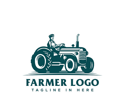 Farmer with tractor logo template branding design farm logo farmer graphic design icon illustration logo tractor tractor logo vector