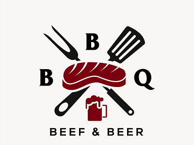Barbeque restaurant logo template combined with steak beef, spat barbeque bbq beef logo beer beer logo branding design drink food logo graphic design graphic design icon illustration logo steak vector