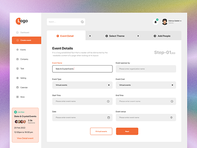 Event management dashboard