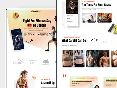 Fitness Landing Page app branding design graphic design illustration logo typography ui ux vector